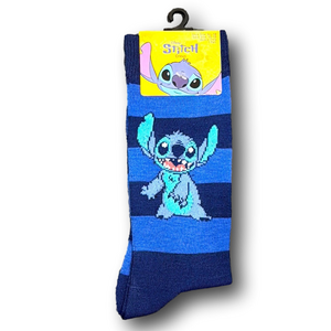 3/$20 Disney Stitch & Stripes Funny Novelty Crew Socks - NWT